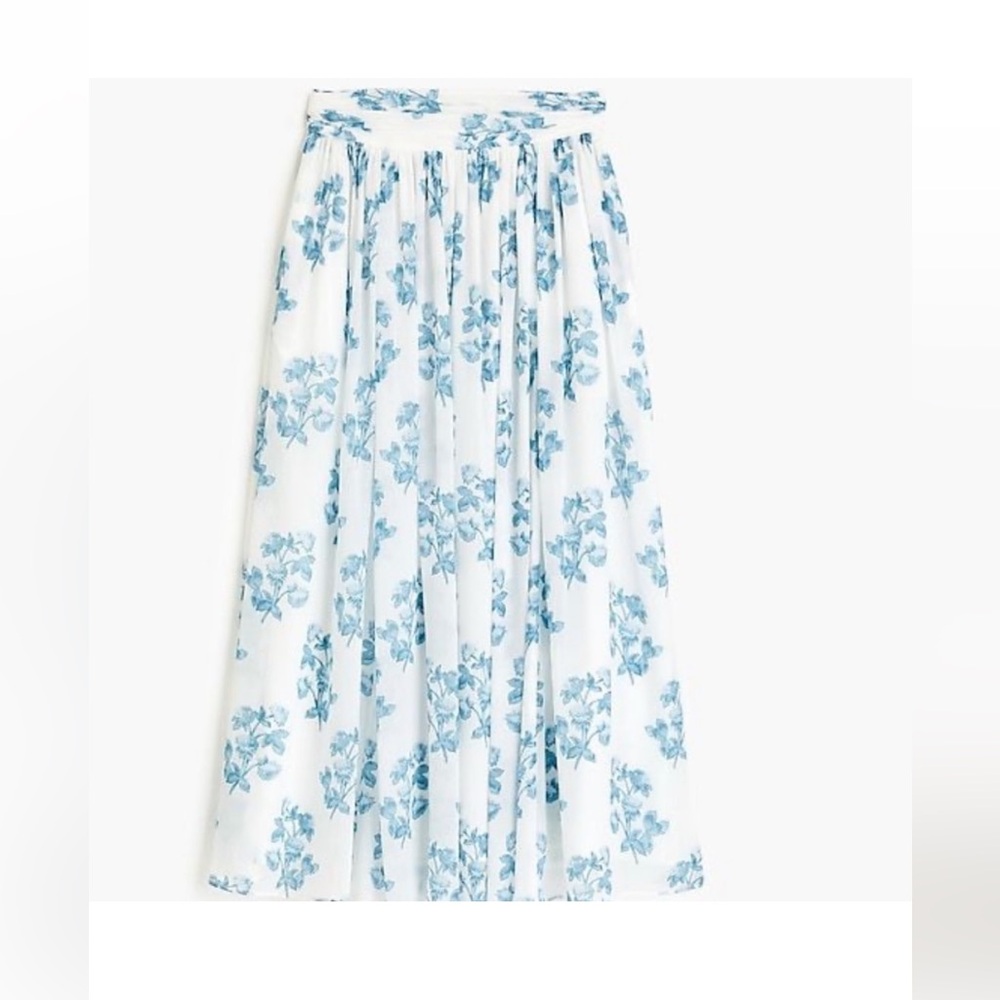 Point Sur (J. Crew) airy maxi skirt, blue and white floral, 8